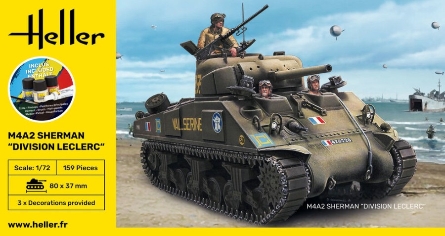 Vehicles Heller | Starter Kit M4A2 Sherman "Division Leclerc" (Deco.Fr Kit (56894)