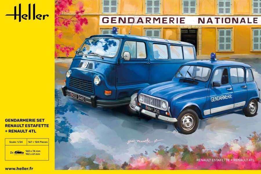 Vehicles Heller | Gendarmerie Set Renault Estafette + Renault 4Tl (50325)