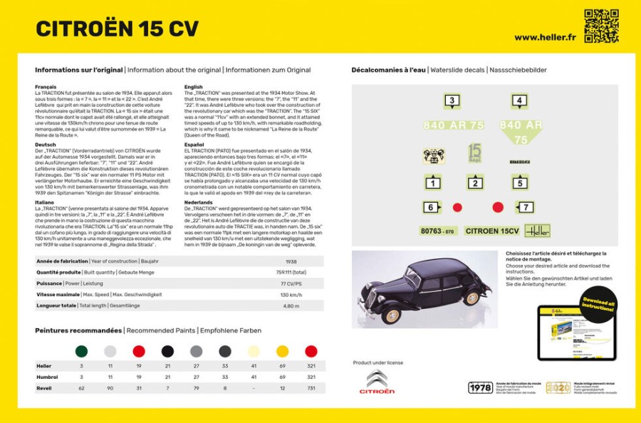 Vehicles Heller | Citroen 15 Cv (80763)